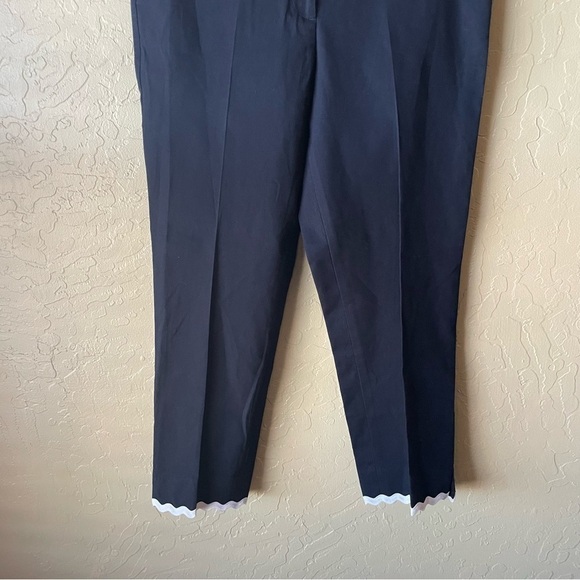 Talbots Slim Crop Scalloped Hem Navy Blue Slacks - Picture 4 of 7